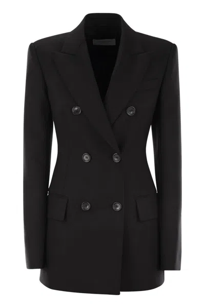 Sportmax Max Mara  Stretch Wool Fitted Blazer In Black