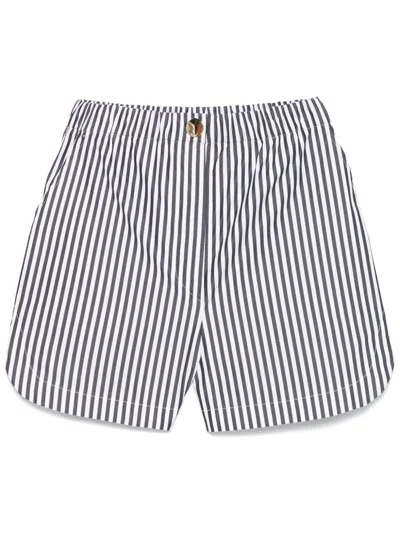 Max Mara Sportmax Striped Cotton Shorts In Black