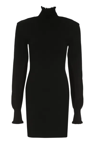 Max Mara Sportmax Structured Black Knit Dress With Textured Shoulders For Women
