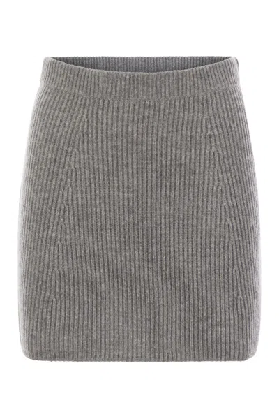 Max Mara Sportmax Teiera - Ribbed Knit Miniskirt In Gray