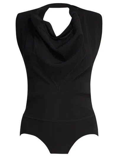 Sportmax Open Back Halterneck Fitted Sleeveless Top In Black
