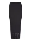 Sportmax Long Skirt In Stretch Ribbed Fabric In Black