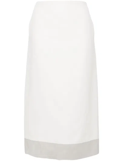 Max Mara Sportmax White Silk Midi Skirt For Women