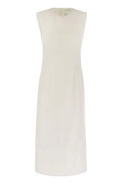 Max Mara Sportmax White Sleeveless Padded Dress With Three-dimensional Detailing And Feminine Fit