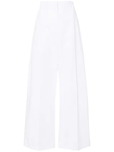 Max Mara Sportmax White Wide-leg Cotton Trousers For Women