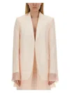 Sportmax Longline Sheer Overlay Notched Lapel Jacket In Pink