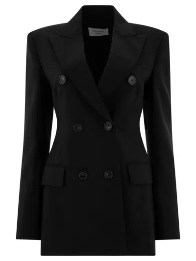 Max Mara Sportmax Women's "adamo" Wool Stretch Double-breasted Blazer In Black