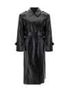 Sportmax Max Mara   Black Trench Coat In Semi-glossy Nappa Leather In Black