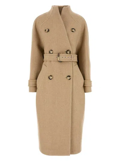 SPORTMAX WOMEN'S BEIGE WOOL BLEND ADATTI COAT