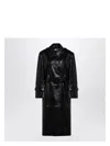 Sportmax Max Mara   Black Trench Coat In Semi-glossy Nappa Leather