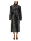 Sportmax Max Mara   Black Trench Coat In Semi-glossy Nappa Leather In Black