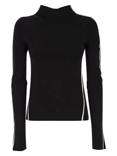 Max Mara Sportmax Women's Fitted Long Sleeves T-shirt With Contrasting Edges - Adda