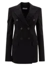 Sportmax Max Mara  Stretch Wool Fitted Blazer In Black