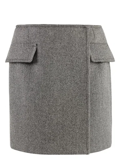 Sportmax Max Mara  Laccio Wool Mini Skirt In Black