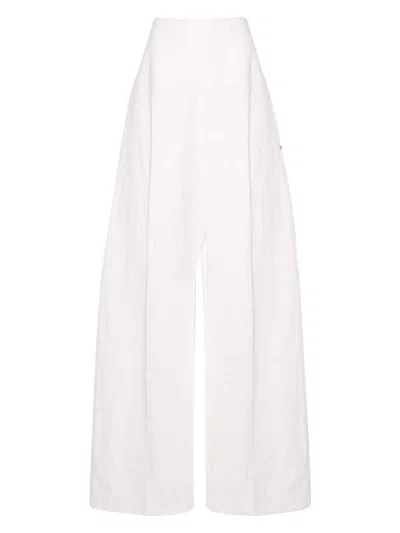 Max Mara Sportmax Women's Linen And Cotton Blend Trousers In White