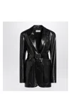 Sportmax Max Mara   Long Black Leather Jacket In Black