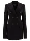 Sportmax Max Mara  Stretch Wool Fitted Blazer In Black