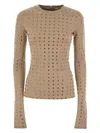 Sportmax Feminine Scuba T-shirt With Rhinestones In Nude