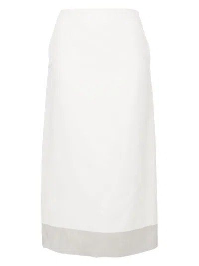 Max Mara Sportmax Women's Silk Midi Skirt In White