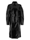 Sportmax Max Mara   Black Trench Coat In Semi-glossy Nappa Leather