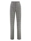 Sportmax Wool Flare Trousers With Prince Of Wales Pattern In Black