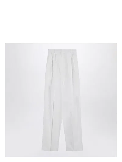 MAX MARA SPORTMAX WOMEN'S WIDE WHITE COTTON TROUSERS