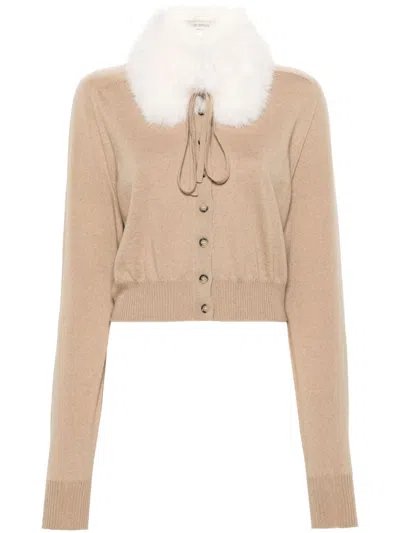 Max Mara Sportmax Wool Cardigan In Brown