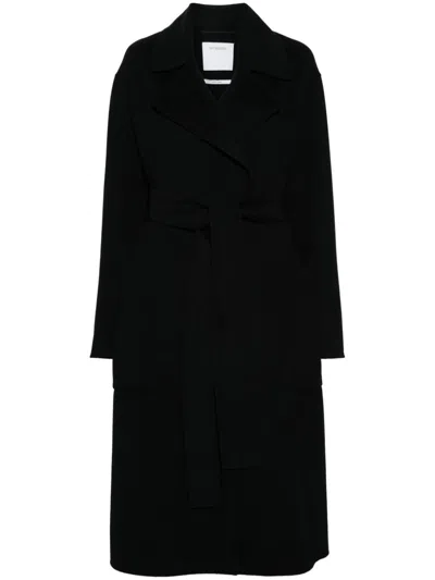 Max Mara Sportmax Wool Long Coat In Black