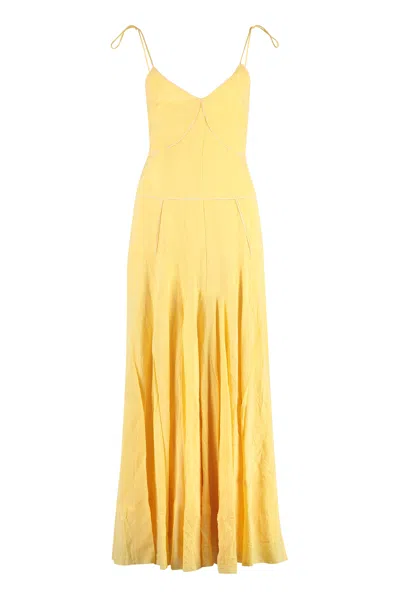 Max Mara Sportmax Yellow Creased Slip Dress For Women