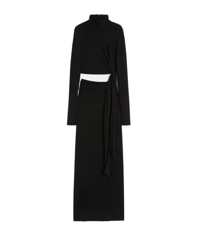 Max Mara Spxscout Tie-detail Maxi Dress In Black