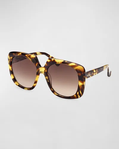 Max Mara Square Acetate Sunglasses In Brown
