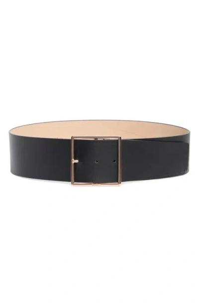 Max Mara Square Buckle Leather Belt In Black