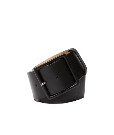 Max Mara Square Fork Buckle Belt In Black