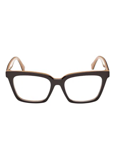 Max Mara Square-frame Clip-on Glasses In Brown