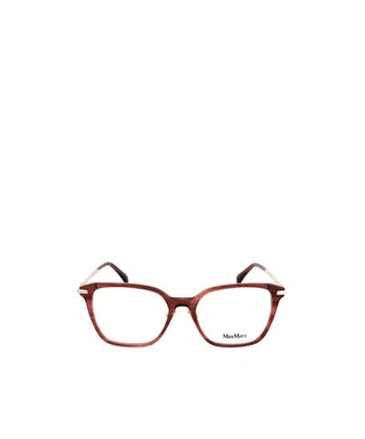 Max Mara Square Frame Glasses In Red