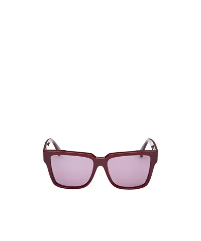Max Mara Square Frame Sunglasses In Bright Burgundy Red