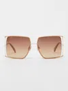 Max Mara Square Metal Sunglasses In Camel