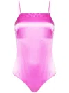 Max Mara Square-neck Silk Bodysuit In Pink