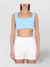 Max Mara Square Neck Sleeveless Cropped Top In Blue