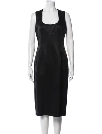 Pre-owned Max Mara Square Neckline Knee-length Dress In Black