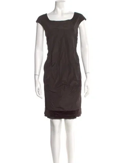 Pre-owned Max Mara Square Neckline Knee-length Dress In Gray
