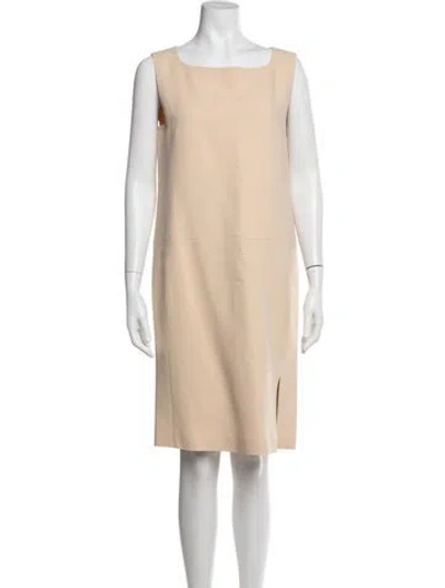 Pre-owned Max Mara Square Neckline Knee-length Dress In Neutrals