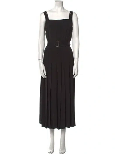 Pre-owned Max Mara Square Neckline Long Dress In Black