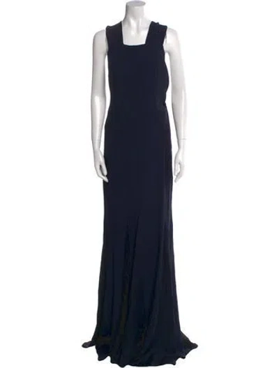 Pre-owned Max Mara Square Neckline Long Dress In Blue