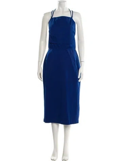 Pre-owned Max Mara Square Neckline Long Dress W/ Tags In Blue