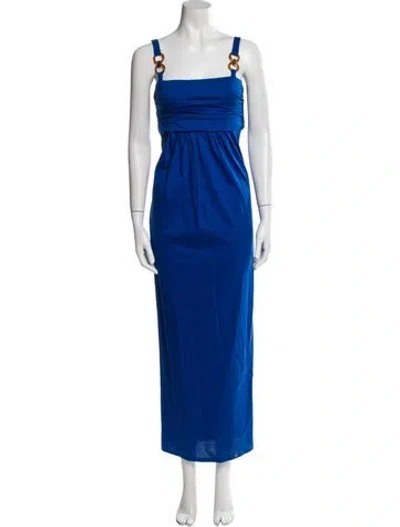 Pre-owned Max Mara Square Neckline Long Dress W/ Tags In Blue