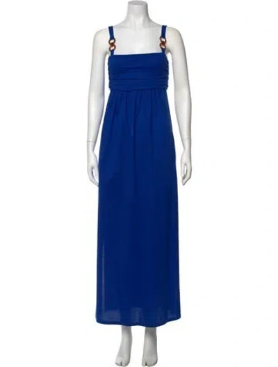 Pre-owned Max Mara Square Neckline Long Dress W/ Tags In Blue
