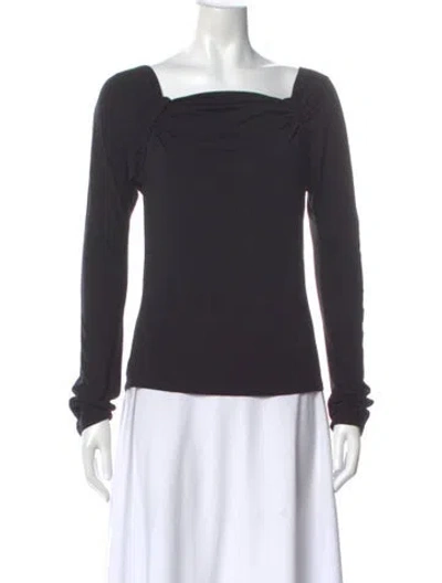 Pre-owned Max Mara Square Neckline Long Sleeve Top In Black