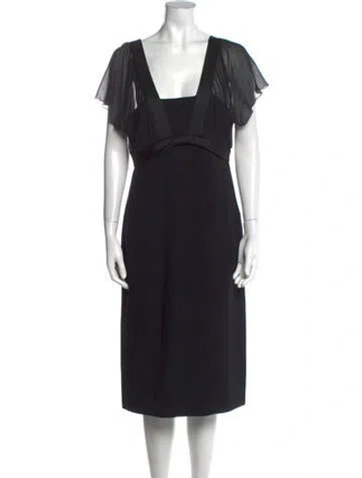 Pre-owned Max Mara Square Neckline Midi Length Dress In Black