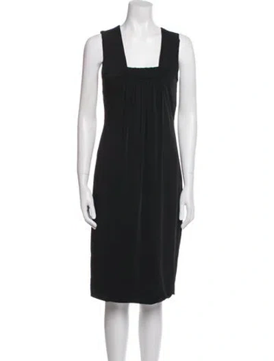 Pre-owned Max Mara Square Neckline Midi Length Dress In Black